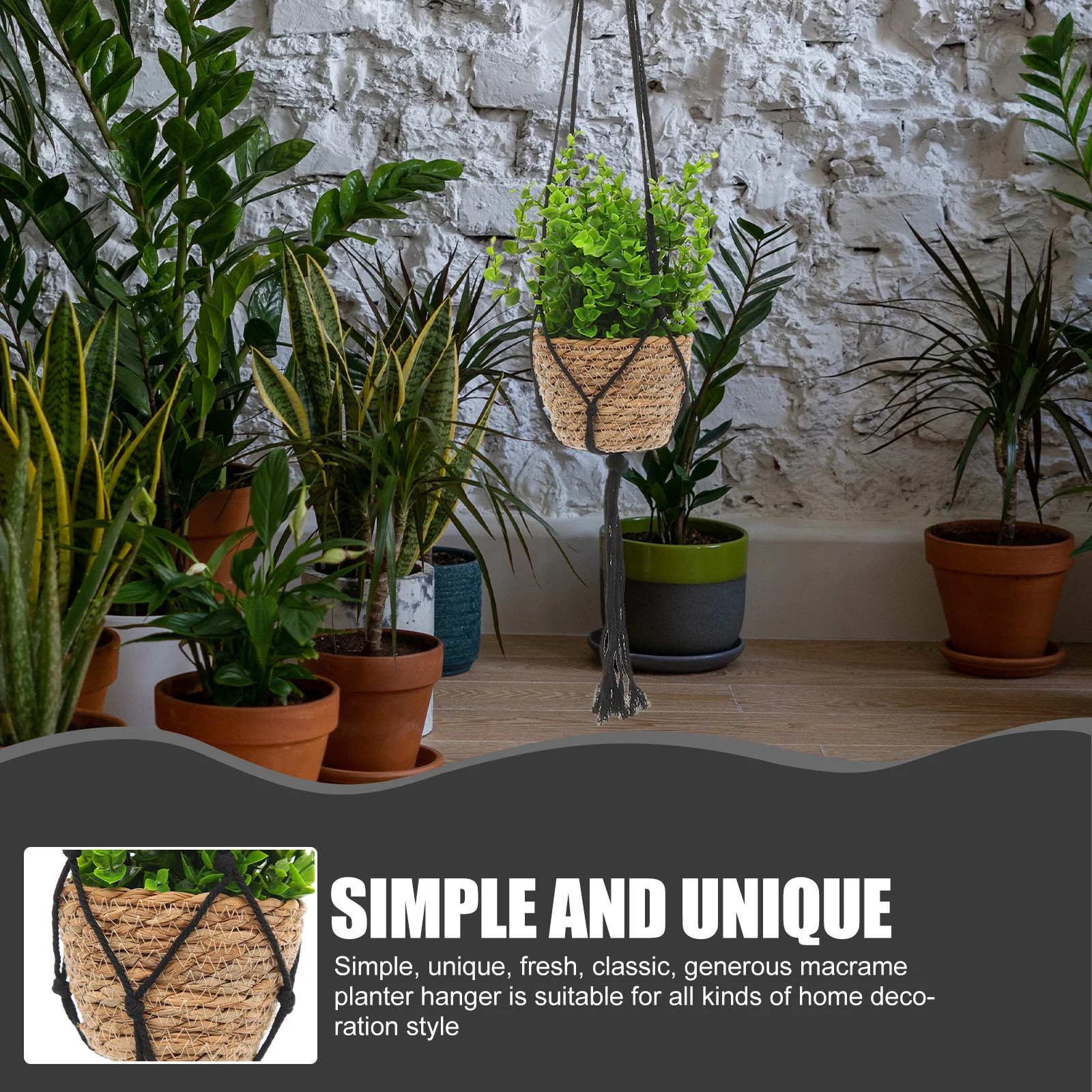 

6Pcs Wall Hanging Planter Basket Macrame Plant Hanger Handmade Flower Pot Holder Woven Rope Net for Home Garden Decor