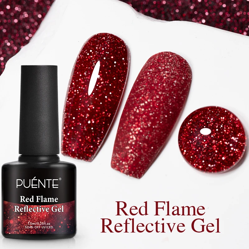 7.5 مللي تألق الأحمر عاكس بريق هلام مسمار البولندية مبهرج سوبر لامعة جيل للأظافر نقع قبالة الأشعة فوق البنفسجية شبه دائمة مسمار الفن الورنيش #5