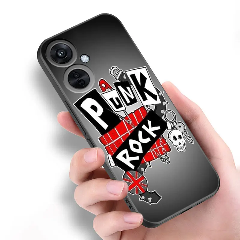 Punk Rock Black Silicone Phone Case For OnePlus 10R 11R 12R ACE 2 3 Pro 2V 3V Nord CE 2 3 4 Lite N10 N20 N30 SE 5G image 2