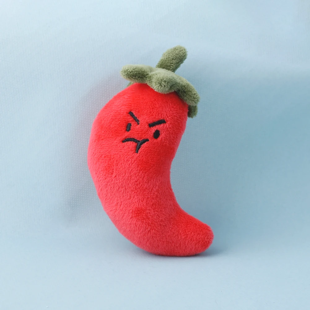 Забавный плюшевый брелок с красным чили Angry Emoji Design, мягкий брелок для ключей с тематикой еды, подвеска для сумки для детей, подростков, плюшевых коллекционеров