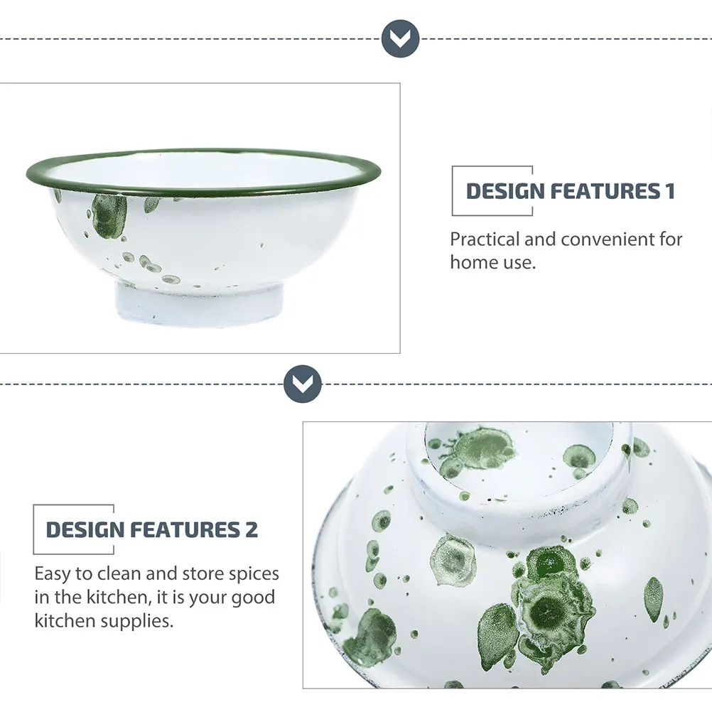 

6pcs Retro Enamel Bowls 10cm Metal Rice Soup Fruit Mixing Bowls Easy Clean Camp Home Decor Kitchenware