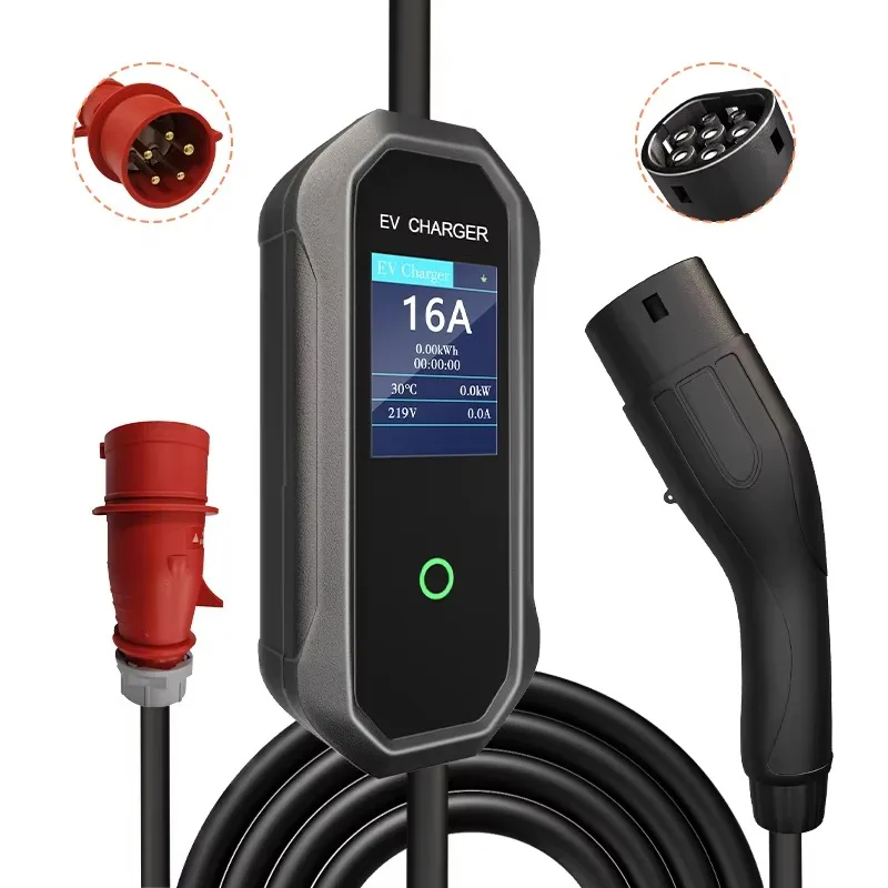 Portable Electric Car Charger 3.5kw-7kw Adjustable Current Ac Charging Station Multiple Power Plug Adapters New Condition