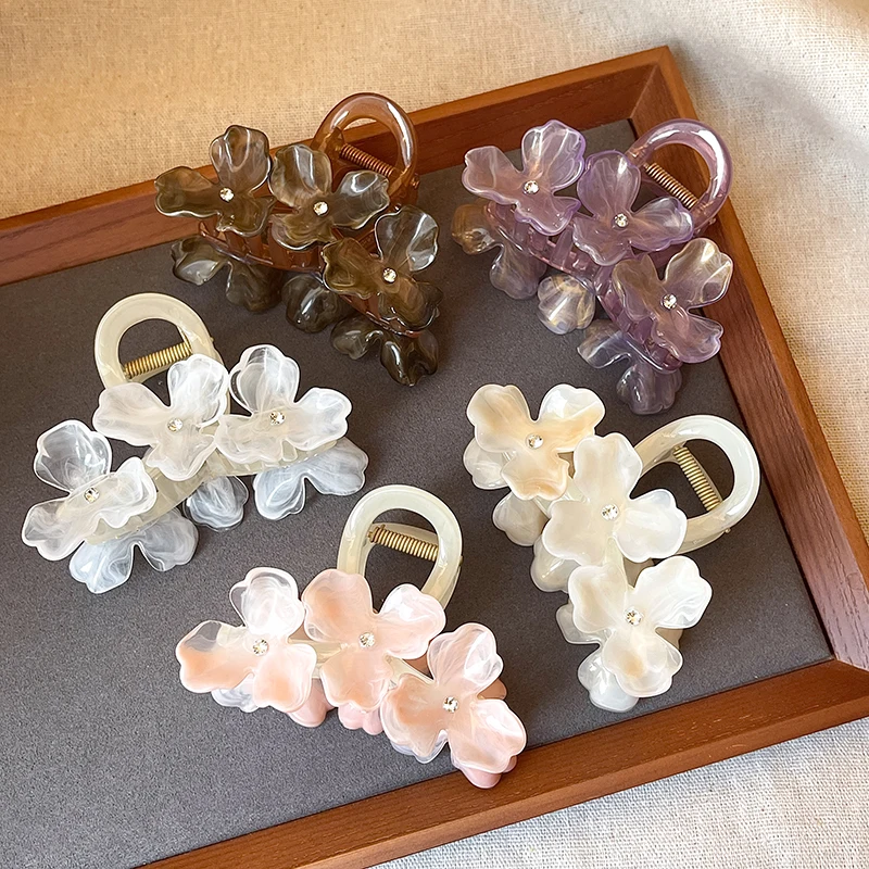 New Fashion Flower Hair Clip Women Elegant Non-slip Ponytail Clip Simple Versatile Bow Shark Clip Headdress Hair Accessories