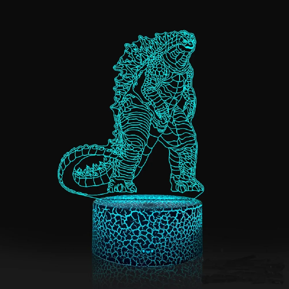 Hot Toys Godzilla 3D Acrylic Night Light 16 Colors Dimmable USB Desk Lamp Birthday Gift for Boys and Girls Christmas Gift