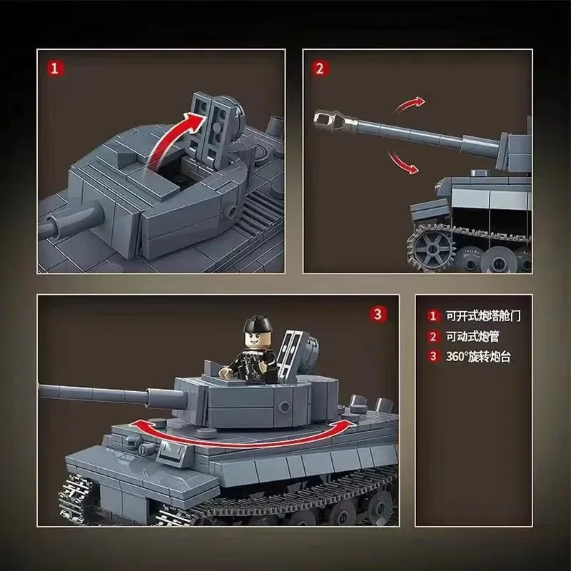 Bloques de construcción de la Segunda Guerra Mundial, Panzer militar, Pantera, tanque mediano, Panzerkampfwagen V Panther, figuras de bloques,