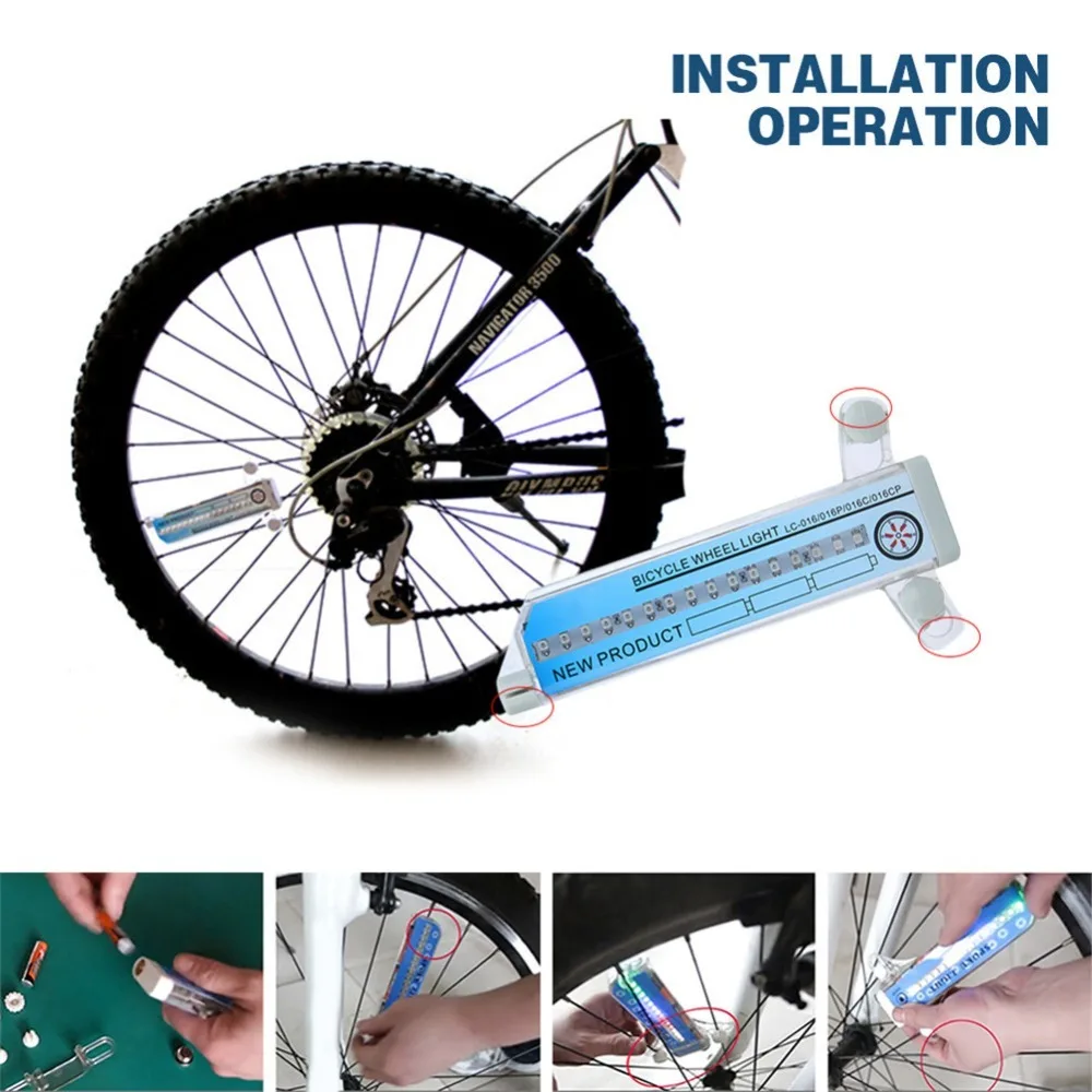 Colorful 32 Patterns Bike Wheel Light Double Display Flash Mode Wheel Spoke Light LED Bike Light for Bike Riding