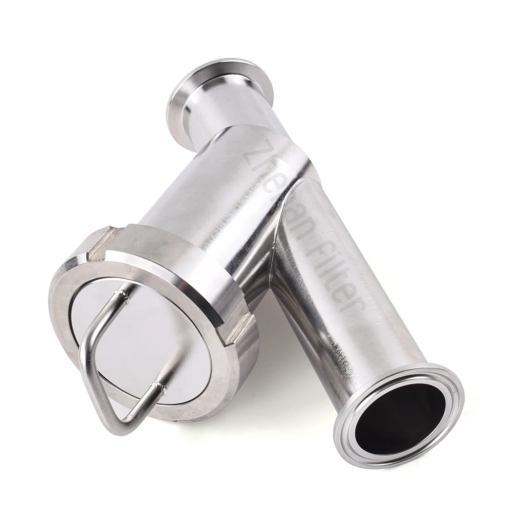 High-class 50 Microns 38mm Tri-clamp Y Shape Pipeline Electroplate Liquid Flux Filter for Semiconductor Industry