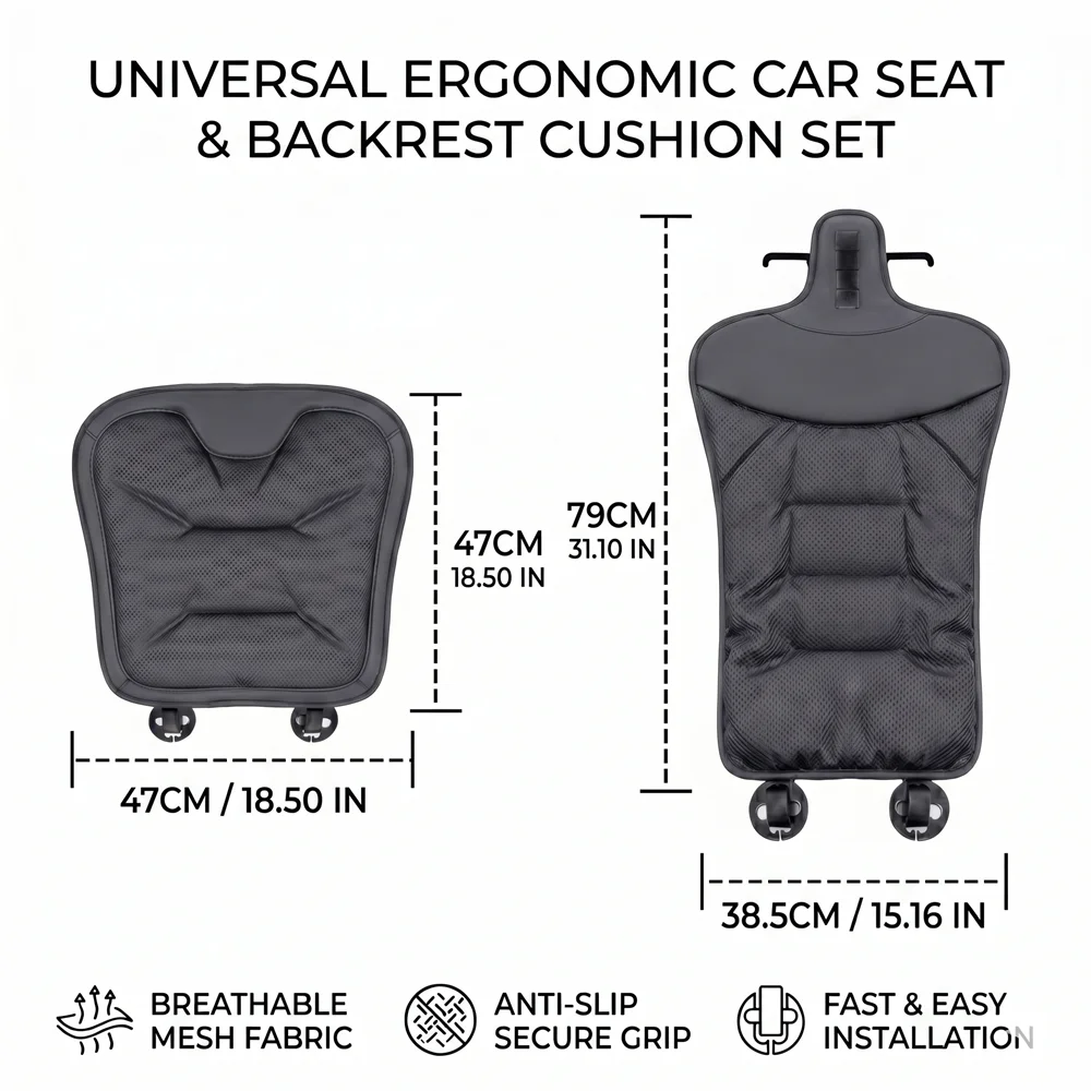 Coole Autositzkissen, Sommer-Leder-Belüftungsmatte, atmungsaktives ergonomisches Sitzkissen, Kühlmatte für lange Fahrten – Detail 1