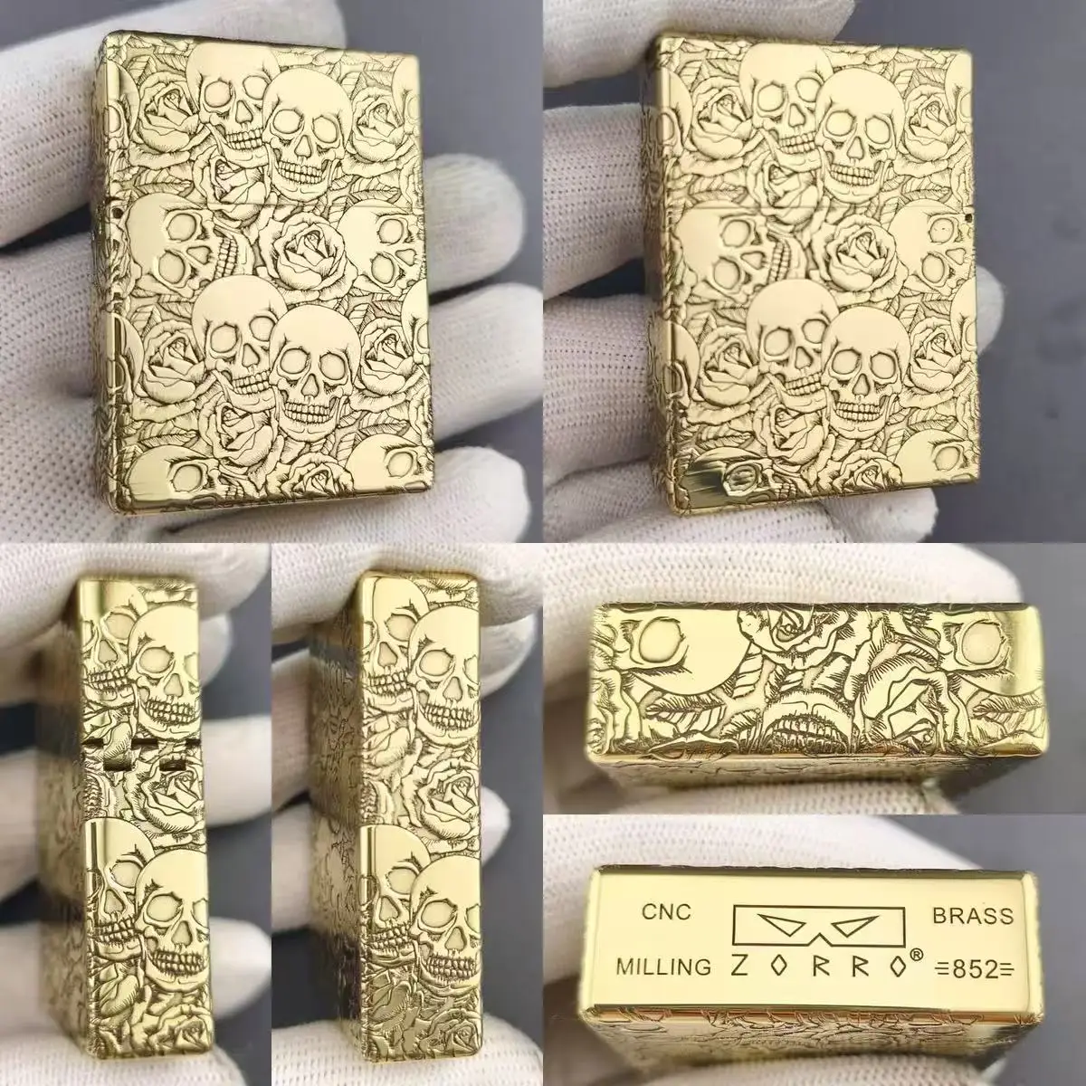 ZORRO Trench Armor Brass Oil Lighter CNC Carved Windproof Lighter 4th Gen Sealed Insert Refillable Durable EDC Vintage Gift Men