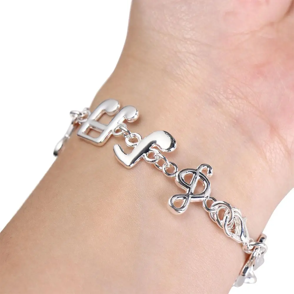 Beautiful Aesthetic Music Note Bracelet Jewelry Fashion Silver Bangle Gorgeous Adjustable Eight Note Hand Chain Summer