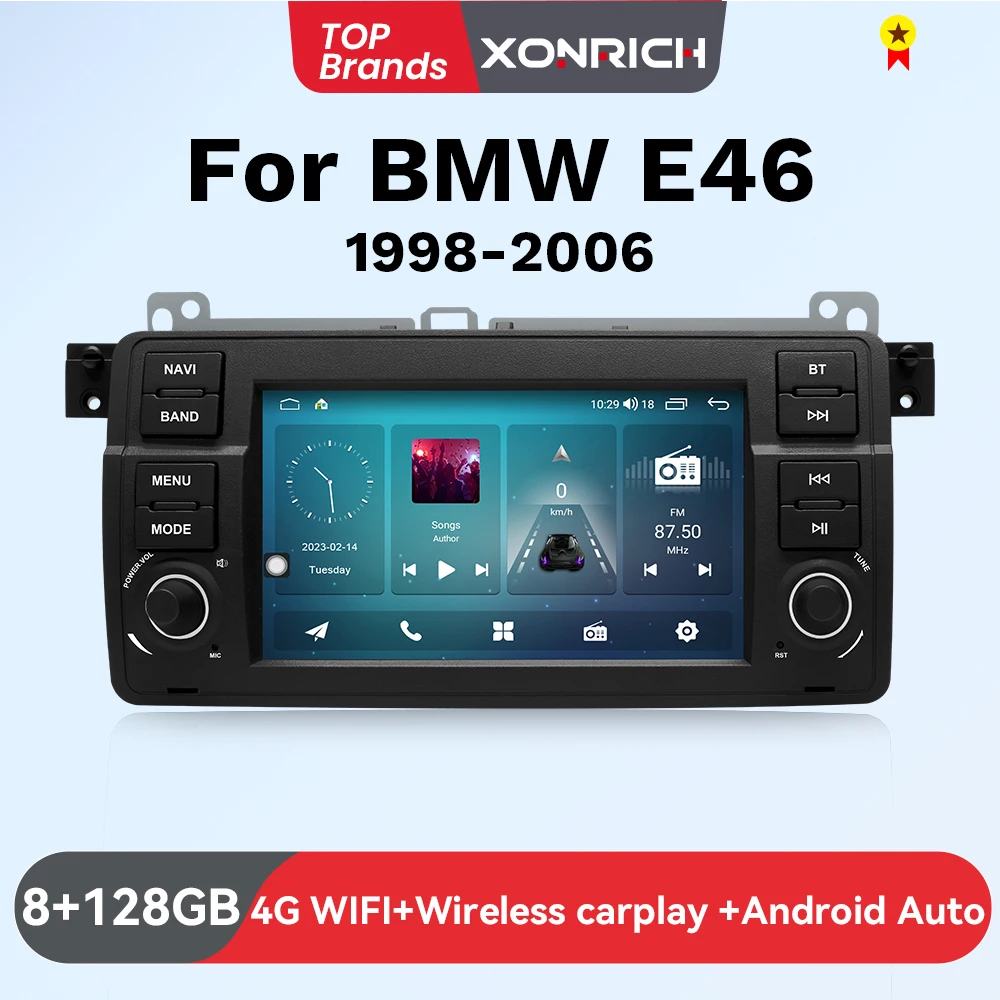 Wireless Carplay Auto Multimedia Per BMW E46 M3 318/320/325/330/335 Rover 75 Coupe Android 14 di Navigazione GPS DSP Audio unità principale