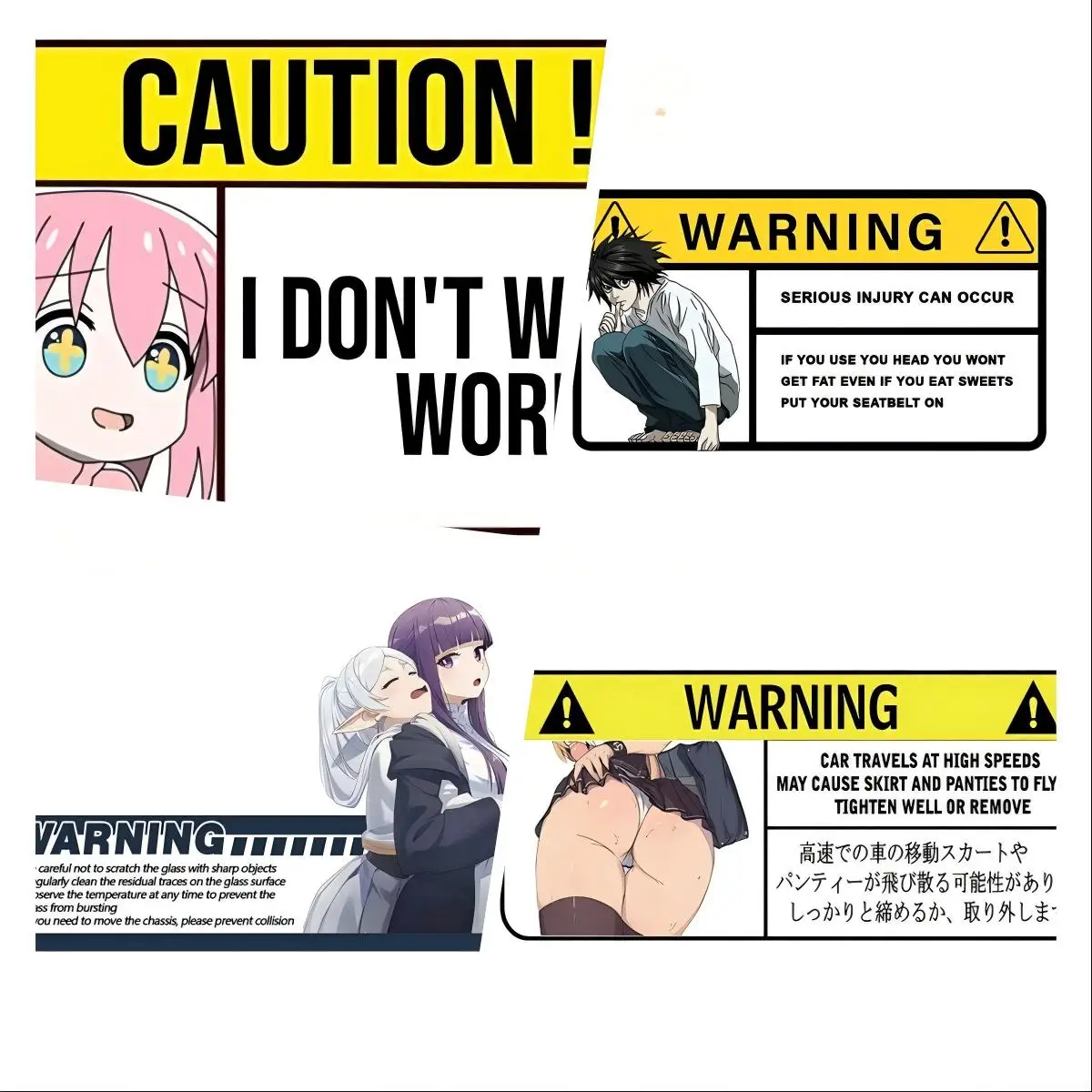 

Anime Warning Car Stickers Laptop RV Stickers-Vinyl Wrap Decal Windshield Motorcycle