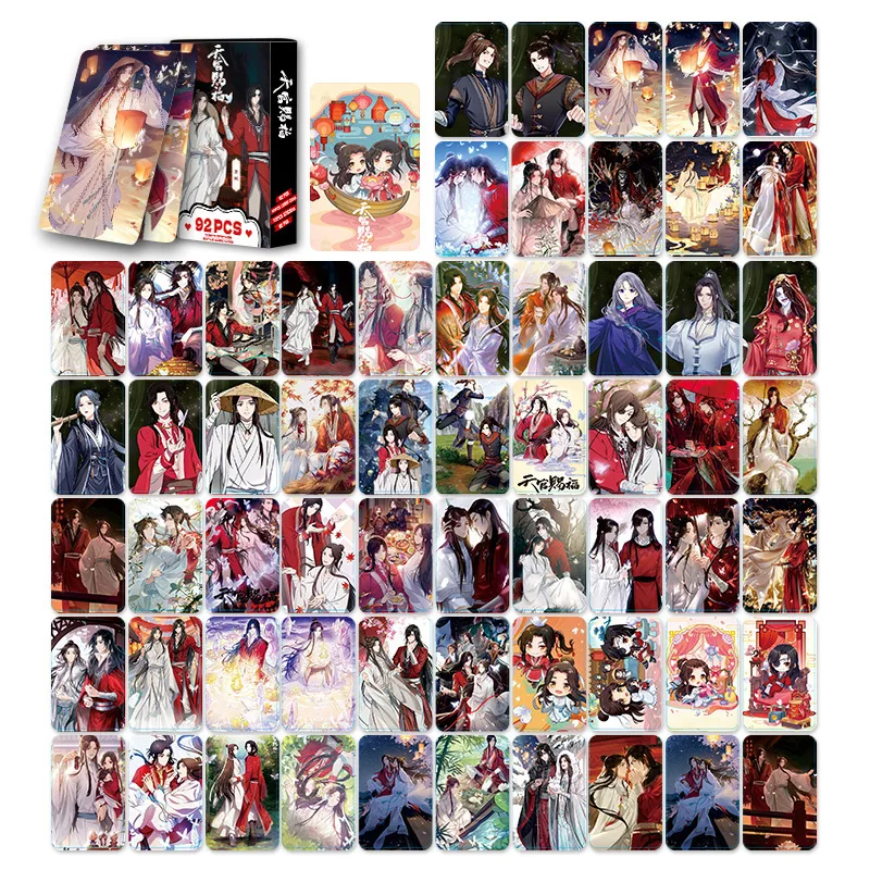 92pcs Heaven Official\'s Blessing Laser Lomo Card Tian Guan Ci Fu Xie Lian,Hua Cheng Mini Postcard Photo Cards Stickers Fans Gift