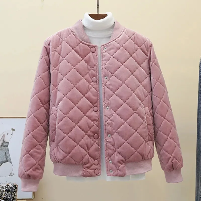 2023 New Autumn Winter Cotton Coat Women\'s Jacket Korean Loose Warm Coat Short Style Baseball Uniform Tops Woman Clothing Parkas