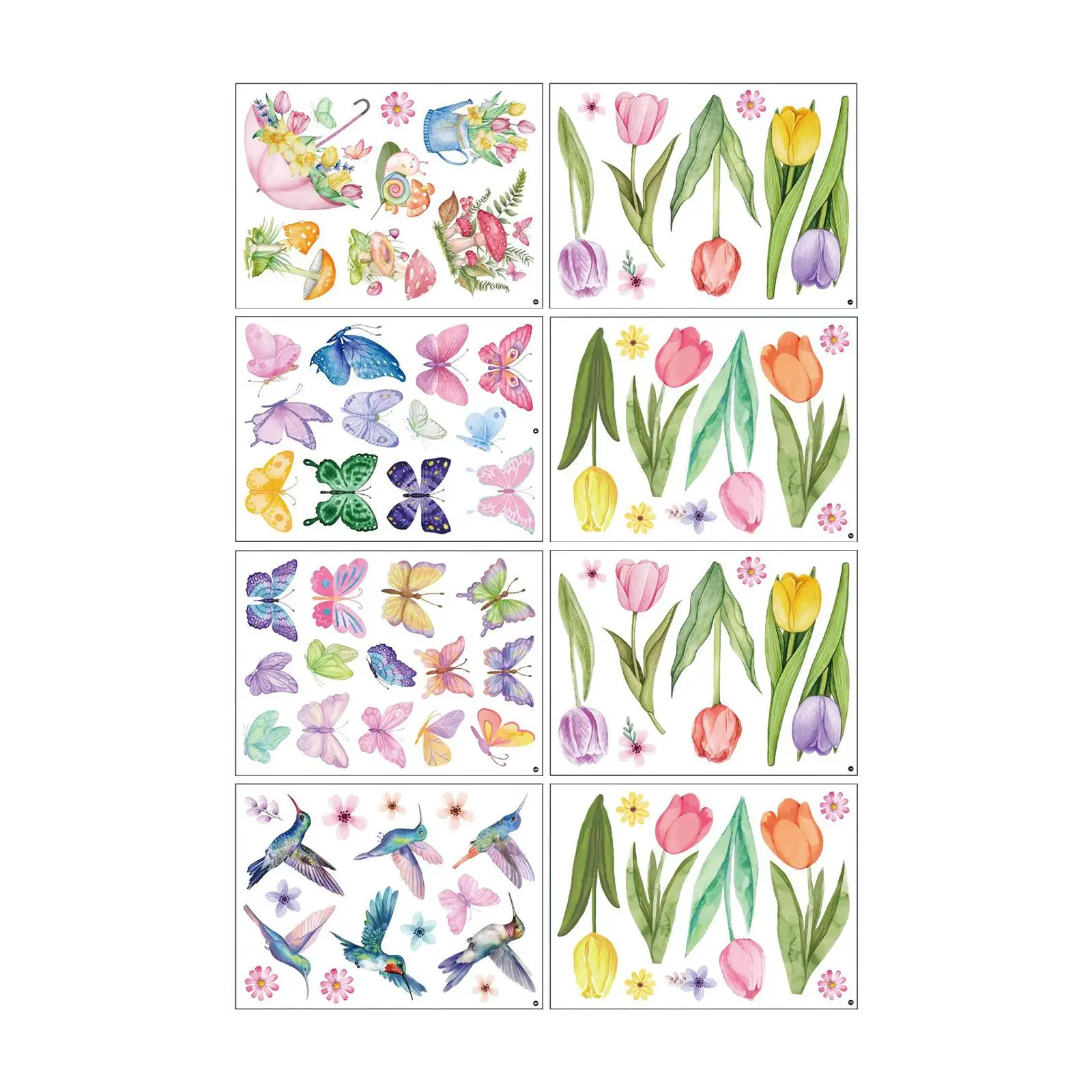 Picture 3: 8 Sheets Window Stickers,Window Cling Stickers,Birds Butterfly Flowers Tree Wall