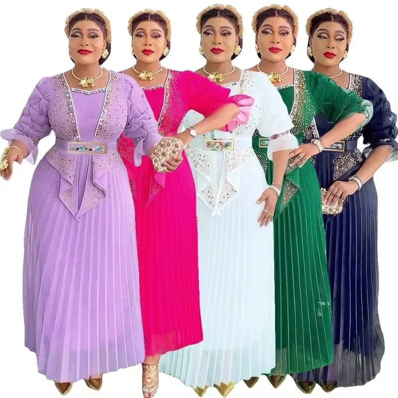 

Plus Size African Party Dresses for Women 2025 New Fashion Dashiki Ankara Wedding Evening Gown Elegant Outfits Muslim Maxi Dress
