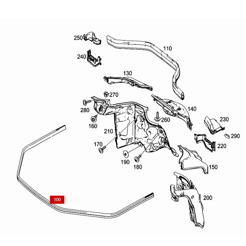 A1668870198 GL E250 GL E350 GL S63 W166 W292 Front engine hood of the seal, behind the cooler baffle