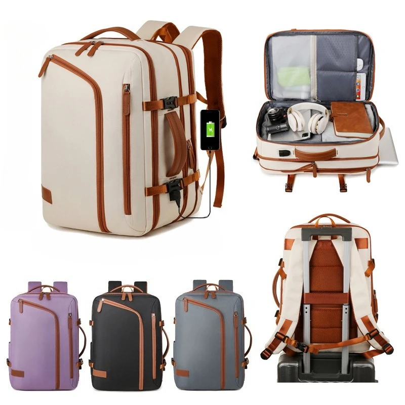 1pcs-backpack-nylon-color-block-large-capacity-multi-functional-travel-business-backpack