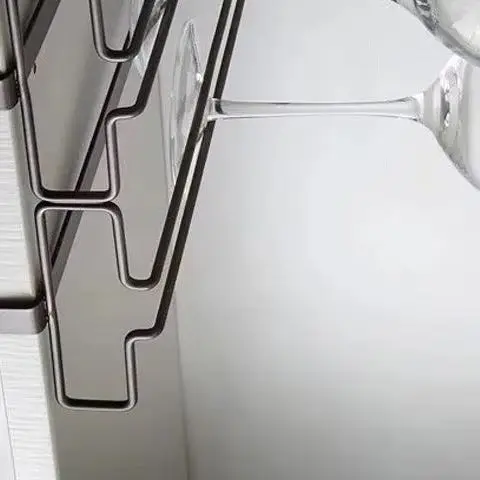 No Drilling Metal Wine Glass Holder - Stemware Rack For Under Cabinet Storage Kitchen Organization Kitchen/Bar Storage Supplies
