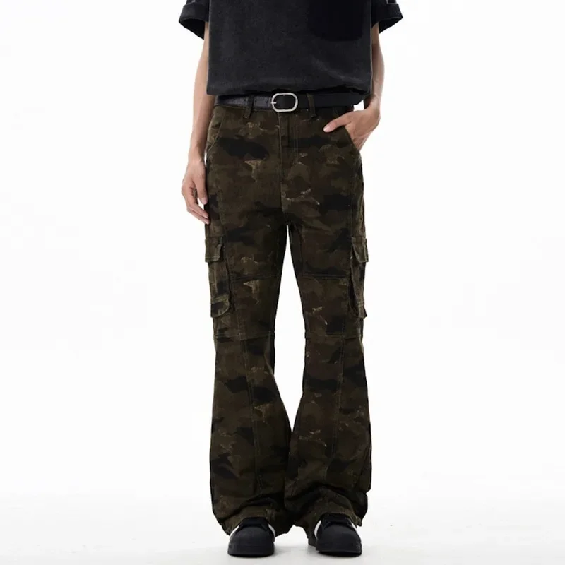 

American High Street Light-flare Slim Camouflage Overalls Trendy Brand Stretch Slim Jeans Retro Casual Pants Men and Women Man
