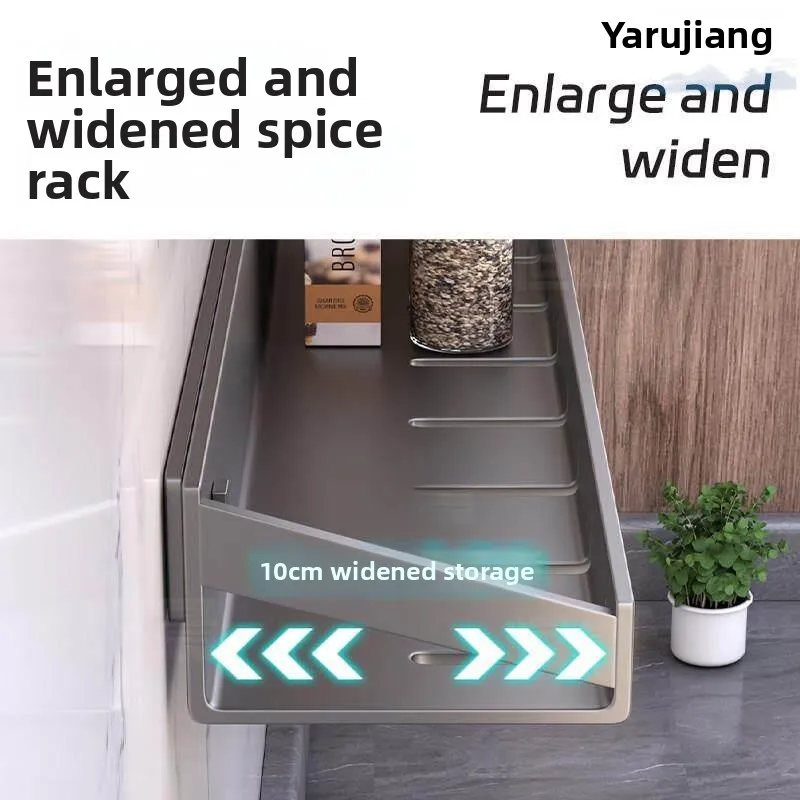 White Kitchen Storage Rack No Drilling Wall Mounted Spice Jar Holder Multi Functional Storage for Home Cooking Utensils