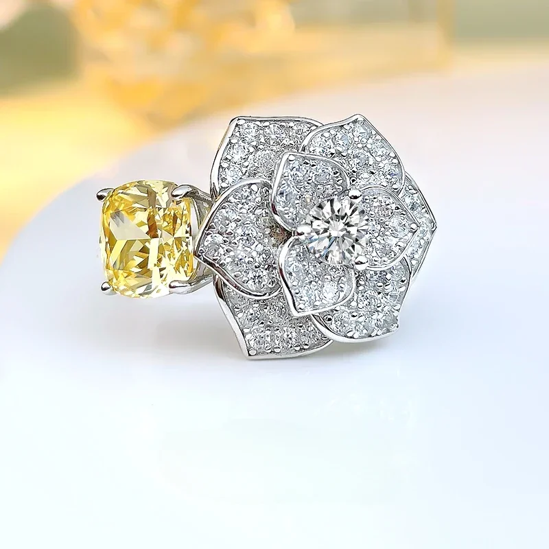 sterling silver earl flower ring grupo diamante de alto carbono high end design original presente de noivado moda joias 925 01