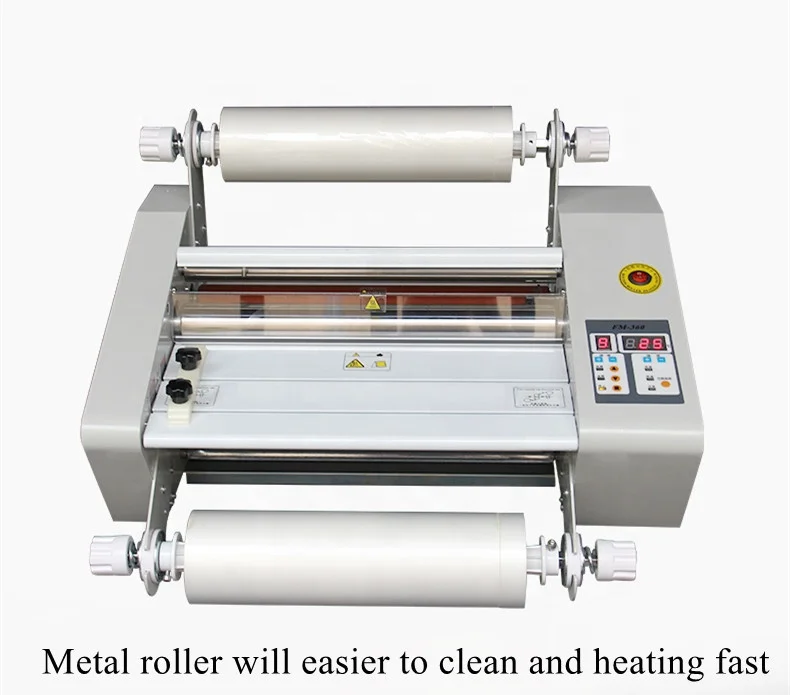 FM-360 A3 A4 economic single double sides hot roll laminator with metal roller