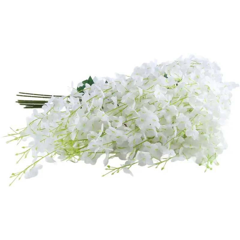 

New Shown-12 Pack (43.2 FT) Artificial Wisteria Vine Fake Wisteria Hanging Garland Silk Long Hanging Bush Flowers String Home Pa