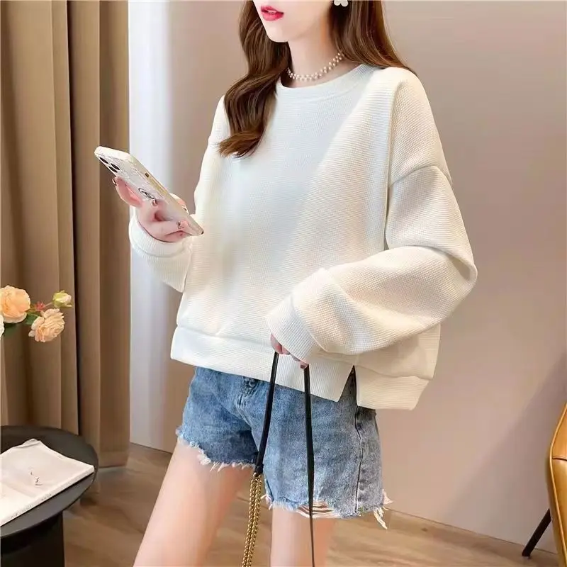 

Женские толстовки, укороченные, базовые, новинка 2000-х годов, повседневная японская уличная одежда Y2k, дропшиппинг, женский пуловер с разрезом, топ с орнаментом