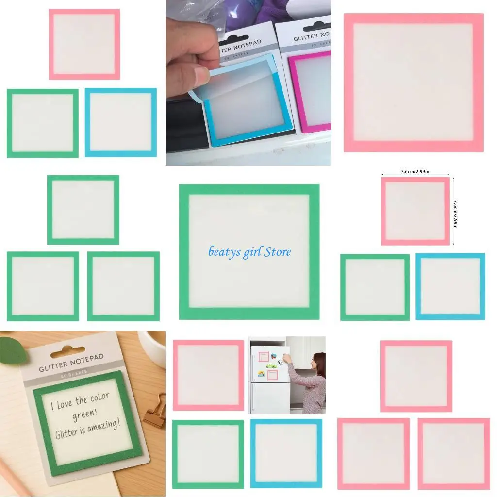 

C7AB Glitter Infused Clear Pads That Firmly To Glass Plastic Paper Without Leaving Residues