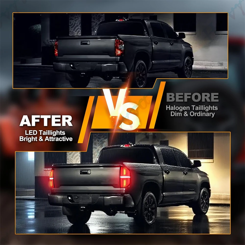 Pair LED Taillights For Toyota Tundra 2014 2015 2016 2017 2018- 2021 Pickup Taillamp Rear Lamp Brake Turn Signal Reversing Light