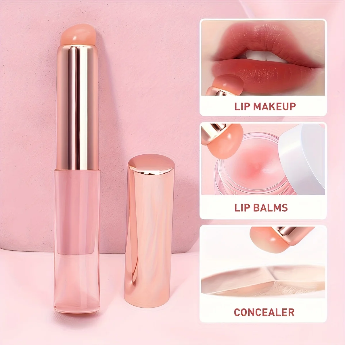 Soft Silicone Portable Lip Brush And Concealer Brush, Dust-Proof Design, Multi-Function Concealer Makeup Brush - Perfect Makeup