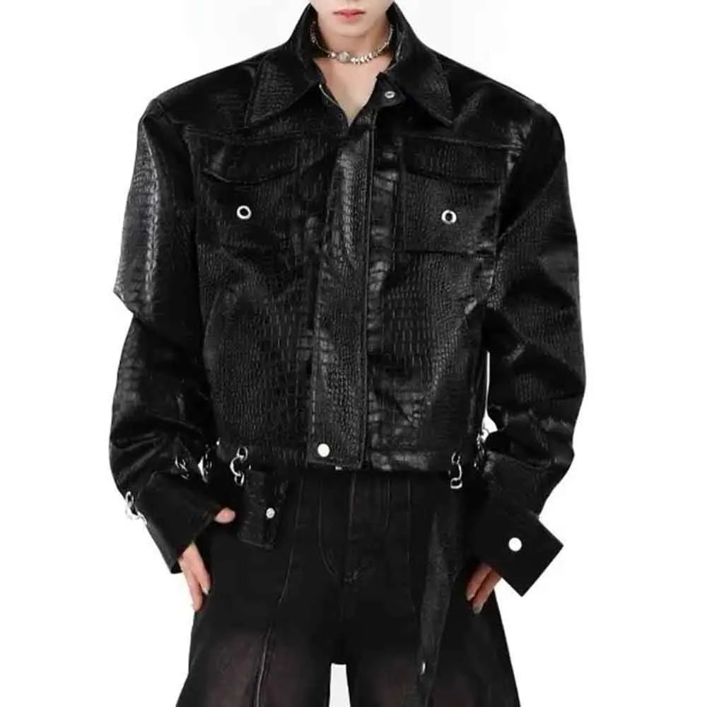 

Autumn New Men's Pu Leather Long-Sleeved Jacket American Retro Fashion Trend High Street Loose Casual Niche Men's Tops 2025