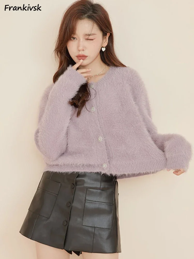 Slouchy เสื้อสเวตเตอร์ถักผู้หญิง Retro Hotsweet อเนกประสงค์แฟชั่น Slim Simple ถักฤดูใบไม้ร่วง Hipster อารมณ์ความงามวิทยาลัยทุกวัน