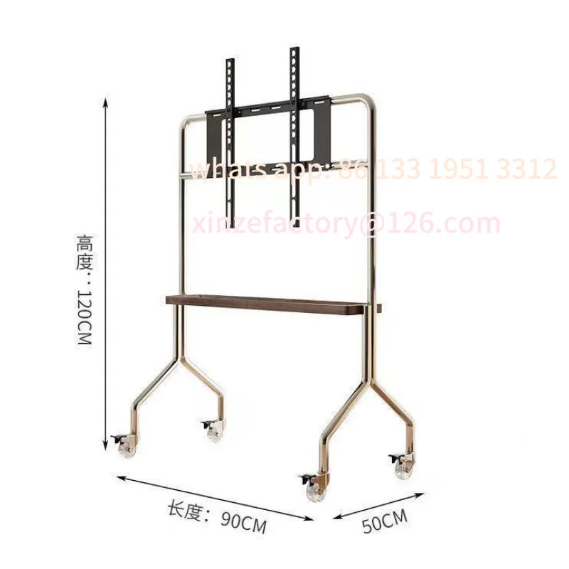 

Customizable Stainless steel TV floor stand movable vertical wheeled trolley TV stand living room bedroom universal hanger Stora