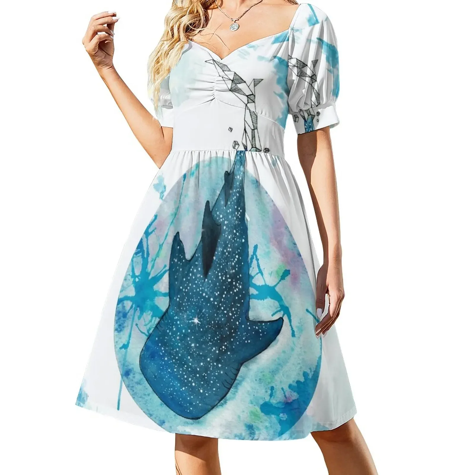 

polygon whaleshark Short-Sleeved Dress women's summer dress 2025 prom dress 2025 evening dresses women