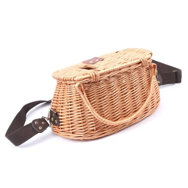 For Rattan Basket, Wooden Barrel with Lid, Hand-woven Fish Cage