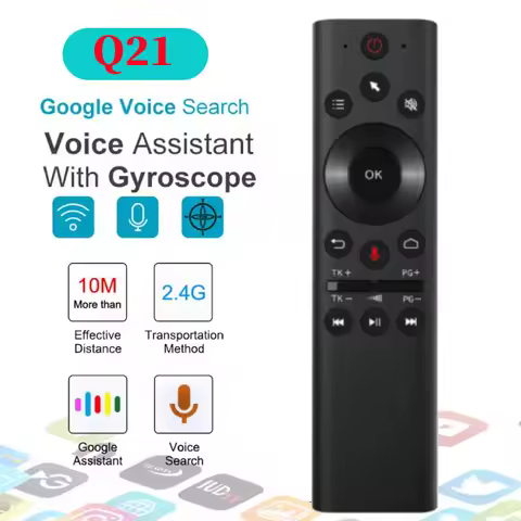 Q21 BT Air Mouse Voice Function IR learning TV 2.4G WiFi Wireless Remote Controller W/ Gyroscope for Android TV Box/Projector PC