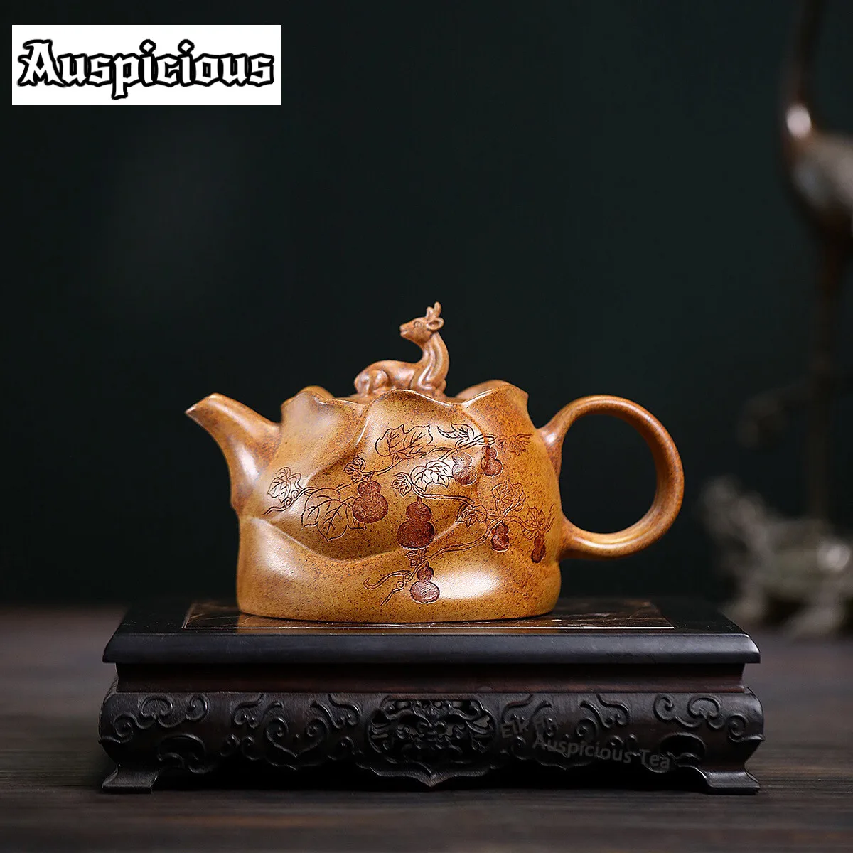 420ml Boutique Yixing Purple Clay Teapots Handmade Deer Pot Raw Ore Dragon Bone Gold Sand  Mud Kettle With Infuser Zisha Teaset
