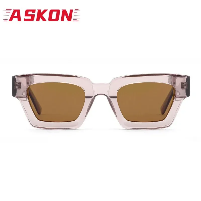 ASKON Polarized Acetate Jelly Brown Thick Square Sunglasses Men Fashion Outdoor UV400 Eyeglasses Man Eyewear Women Transparent