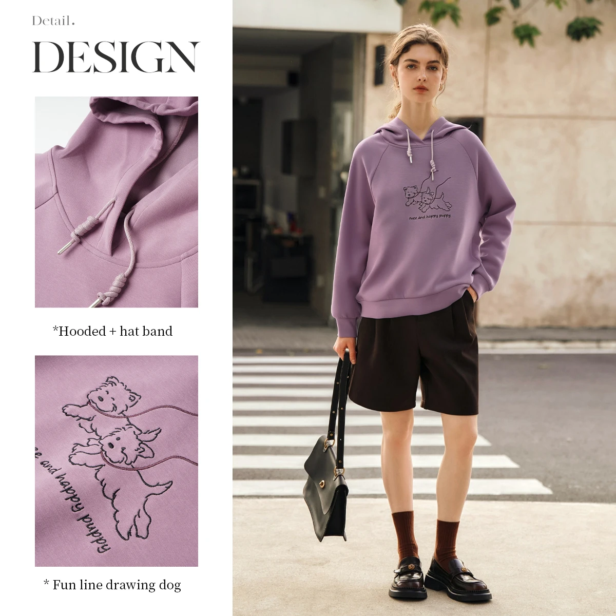 OLrain Women's Hooded Loose Sweater 2025 Autumn New Fun Cartoon Embroidered Tops Fashion Casual Sweatshirts Commute O57QR000695