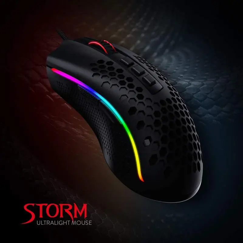 REDRAGON M808 Storm USB Wired RGB Gaming Mouse 85g Ultralight 12400 DPI Programmable Game Mice for PC Laptop Computer FPS Gamer