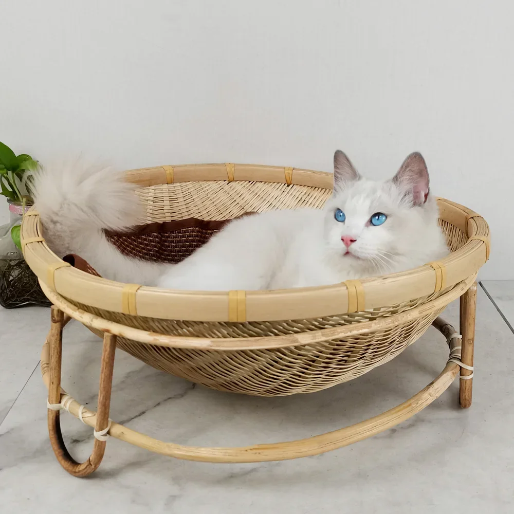 Eco Friendly Bamboo Cat House Kitten Pet Bed Indoor Pad Mattress Vegetable Baskets New Design One layer Washable