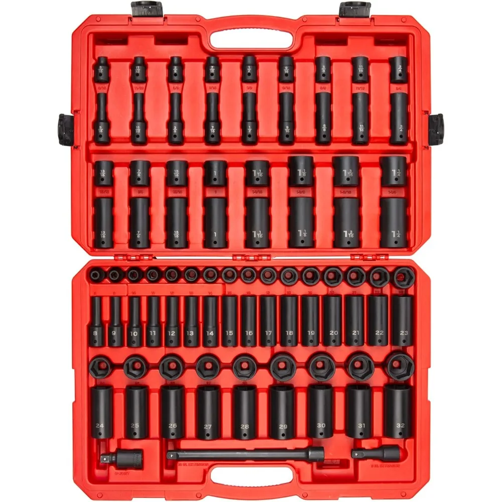 

TEKTON 1/2 Inch Drive 6-Point Impact Socket Set, 87-Piece (5/16-1-1/4 in., 8-32 mm) | SID92407