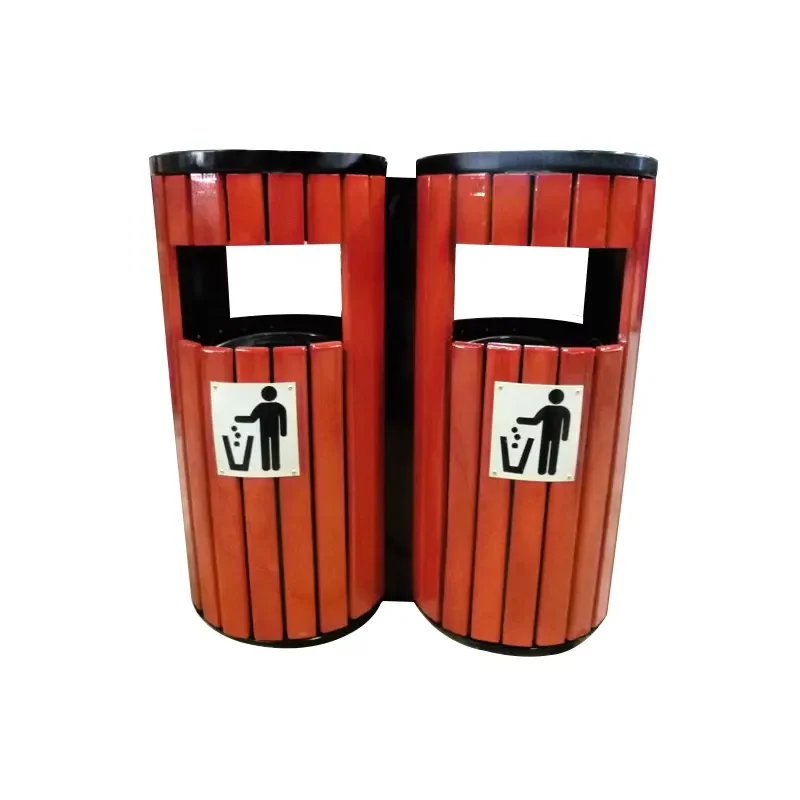 Wholesale Outdoor WPC Round Garden Waste Bin Without Lid Eco-Friendly Public Street Trash Can RJHX RJ-I-02