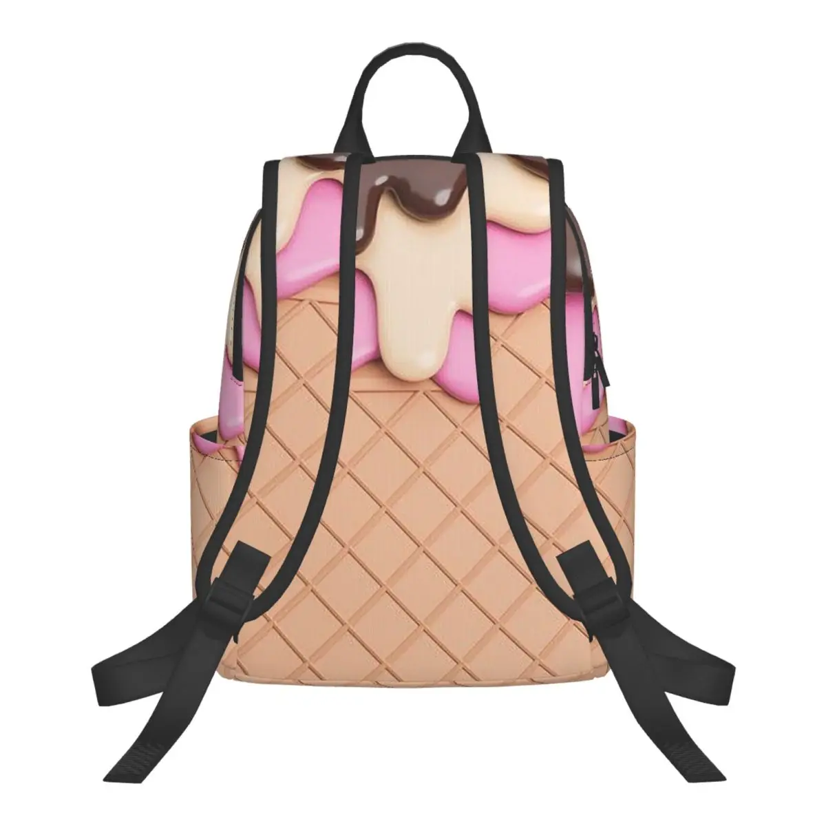 Strawberry Ice Cream Student Backpack School Bag Hiking Travel Daypack for Boys Girls Bookbag Shoulder Bags