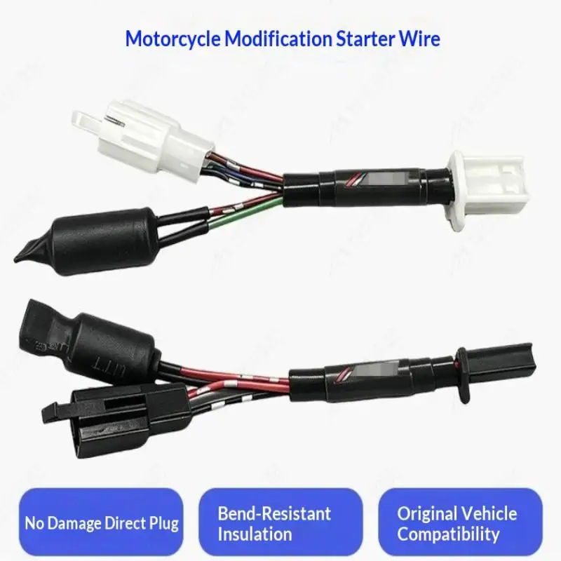 Motorcycle Modified Start Wiring Harness Plug Compatible with Most Street Bikes for Custom Upgrade Modification
