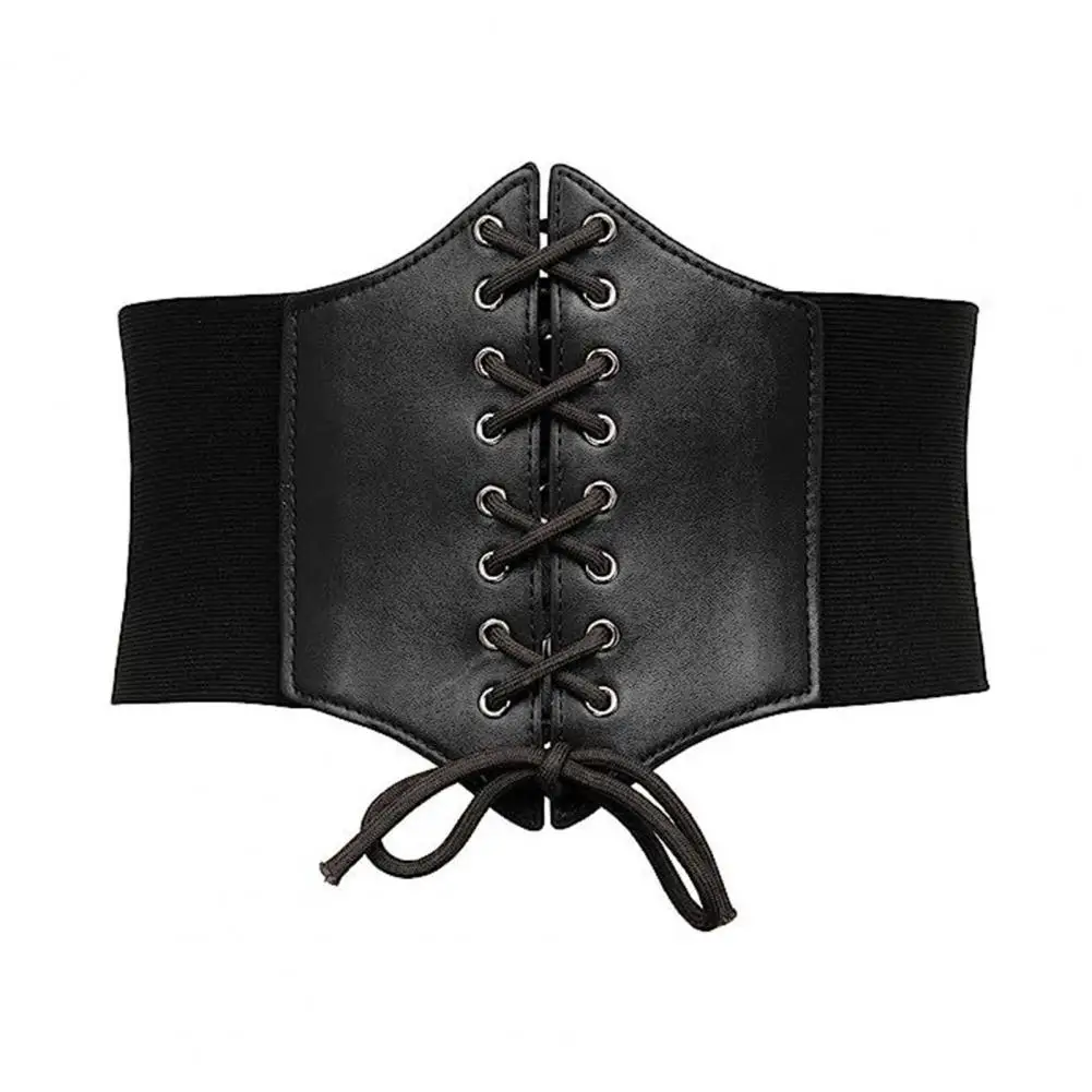 Cinture elastiche larghe per corsetto da donna cintura elastica in vita cintura larga con lacci tinta unita abiti in similpelle top Cincher in vita