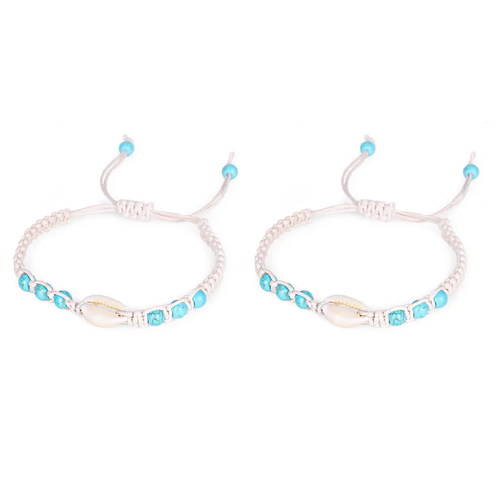 

2Pcs Woven Shell Bracelet Durable Handmade Elegant Jewelry Gift for Female Friends Birthday Anniversary Woven Bracelet