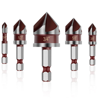 A26F-For Wood, Metal, Plastic 5PCS Countersink Drill Bit Set-82 Degree HSS Counter Sink Bit For Drilling